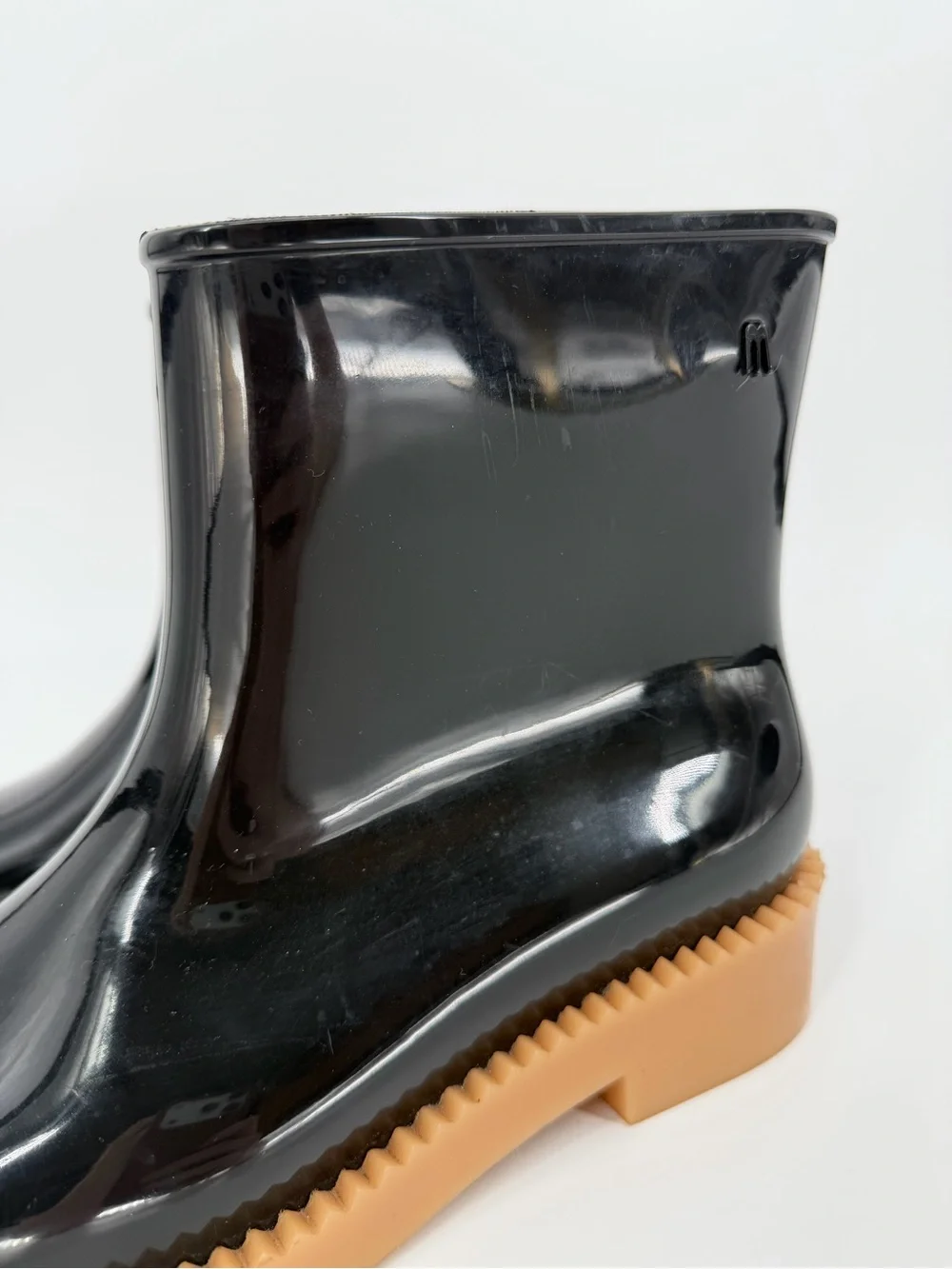 Melissa Rain Drop Boots Black Coturno Platform Ankle Lug Sole Waterproof
